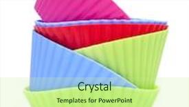  Presentation with molds - Slide set having silicone molds of different colors on a white background background and a mint green colored foreground