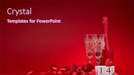  Presentation with flutes - Slide deck with silk-hearts-red-roses-champagne background and a wine colored foreground