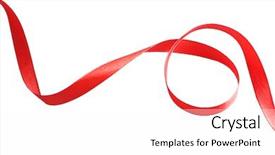  Presentation with red and white festive - Slide deck with silk ribbon isolated on white background and a  colored foreground