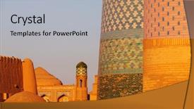  Presentation with uzbekistan - Amazing slide deck having silk road - ancient city of khiva uzbekistan backdrop and a light gray colored foreground