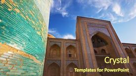  Presentation with unesco - Theme enhanced with silk road - ancient city of khiva uzbekistan background and a tawny brown colored foreground