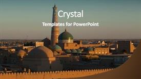  Presentation with uzbekistan - Presentation design enhanced with silk road - ancient city of khiva background and a ocean colored foreground
