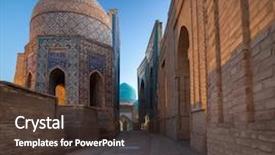  Presentation with uzbekistan - Presentation enhanced with silk road - ancient complex of buildings background and a  colored foreground