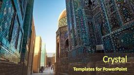  Presentation with complex - Beautiful PPT layouts featuring silk road - ancient complex of shakh i backdrop and a tawny brown colored foreground