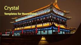  Presentation with city - Slides enhanced with silk road - famous city wall background and a tawny brown colored foreground