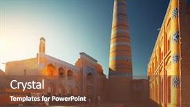  Presentation with complex - Presentation theme with silk road - islom xoja complex background and a tawny brown colored foreground