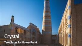  Presentation with complex - Presentation theme enhanced with silk road - islom xoja complex background and a tawny brown colored foreground