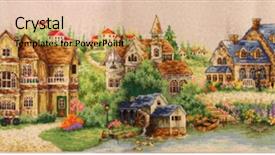  Presentation with silk - PPT theme enhanced with silk road - landscape embroidered on cloth handmade background and a coral colored foreground