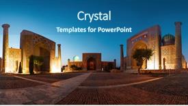  Presentation with registan - Colorful slide deck enhanced with silk road - panorama of registan square backdrop and a ocean colored foreground