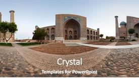  Presentation with uzbekistan - Amazing slide set having silk road - panorama of the city backdrop and a coral colored foreground