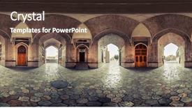 Presentation with building uzbekistan - Slide set consisting of silk road - part of the spherical panorama background and a tawny brown colored foreground