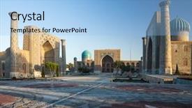  Presentation with uzbekistan - Cool new presentation with silk road - registan square in the city backdrop and a light blue colored foreground