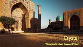  Presentation with registan - Presentation theme having silk road - registan square in the city background and a tawny brown colored foreground