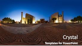  Presentation with registan - PPT theme featuring silk road - spherical 360 degrees seamless panorama background and a wine colored foreground