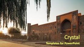  Presentation with uzbekistan - Beautiful theme featuring silk road - street of the city backdrop and a tawny brown colored foreground