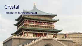  Presentation with ancient china - Beautiful slide deck featuring silk road - xian bell tower chonglou backdrop and a sky blue colored foreground