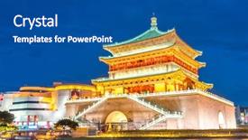  Presentation with ancient china - Slide deck consisting of silk road - xian bell tower chonglou background and a ocean colored foreground