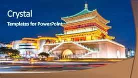  Presentation with ancient china - Slides having silk road - xian bell tower chonglou background and a ocean colored foreground