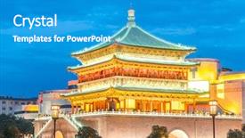  Presentation with ancient china - Slide set enhanced with silk road - xian bell tower chonglou background and a teal colored foreground