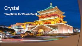  Presentation with ancient china - Audience pleasing PPT layouts consisting of silk road - xian bell tower chonglou backdrop and a ocean colored foreground