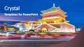  Presentation with ancient china - Colorful presentation design enhanced with silk road - xian bell tower chonglou backdrop and a teal colored foreground