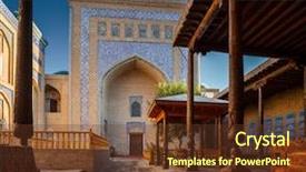  Presentation with mosque - Presentation theme consisting of silk road - yard of ancient mosque background and a tawny brown colored foreground