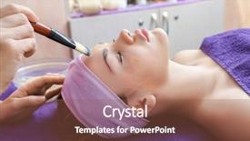  Presentation with collaborative care pathways - PPT theme consisting of cacoon - young woman having facial care background and a  colored foreground