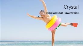  Presentation with rubber - Beautiful theme featuring silly - smiling man posing with rubber backdrop and a light blue colored foreground