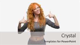  Presentation with confident - Presentation theme having young redhead woman looking confident background and a  colored foreground