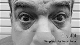  Presentation with happy sad face man - Presentation theme consisting of silly-confused-man-close-up background and a light gray colored foreground