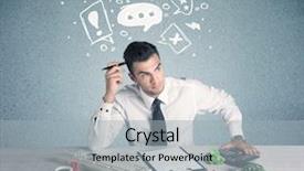  Presentation with swot analysis question mark word - Slide deck having silly face using magnifying glass background and a  colored foreground