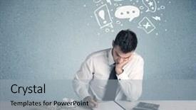  Presentation with swot analysis question mark word - Colorful theme enhanced with silly face using magnifying glass backdrop and a  colored foreground