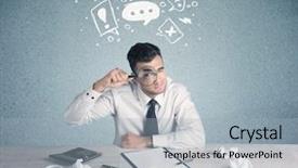  Presentation with swot analysis question mark word - Audience pleasing presentation theme consisting of silly face using magnifying glass backdrop and a  colored foreground