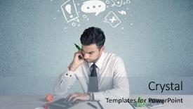  Presentation with swot analysis question mark word - Slide deck enhanced with silly face using magnifying glass background and a light blue colored foreground