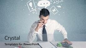  Presentation with magnifying glass - Beautiful PPT theme featuring silly face using magnifying glass backdrop and a  colored foreground