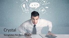  Presentation with swot analysis question mark word - Beautiful slides featuring silly face using magnifying glass backdrop and a  colored foreground