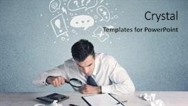  Presentation with swot analysis question mark word - Theme having silly face using magnifying glass background and a  colored foreground