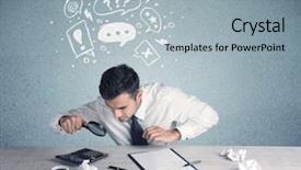  Presentation with magnifying glass - PPT layouts having silly face using magnifying glass background and a  colored foreground