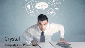  Presentation with swot analysis question mark word - Audience pleasing PPT theme consisting of silly face using magnifying glass backdrop and a  colored foreground