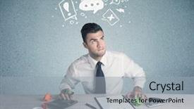  Presentation with swot analysis question mark word - Slides enhanced with silly face using magnifying glass background and a  colored foreground