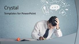  Presentation with swot analysis question mark word - Beautiful slide deck featuring silly face using magnifying glass backdrop and a light blue colored foreground