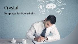  Presentation with swot analysis question mark word - Amazing PPT theme having silly face using magnifying glass backdrop and a  colored foreground