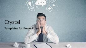  Presentation with magnifying glass - Slide deck with silly face using magnifying glass background and a light blue colored foreground