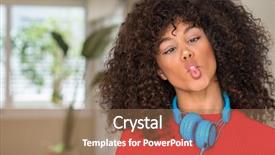  Presentation with african american seniors - PPT theme having silly music - african american woman wearing headphones background and a coral colored foreground