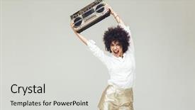  Presentation with retro - PPT theme consisting of silly music - photo of young emotional retro background and a light gray colored foreground