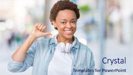  Presentation with african american in technology - Colorful slide deck enhanced with silly music - young african american woman wearing backdrop and a lemonade colored foreground