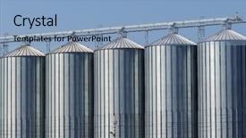  Presentation with agricultural economics - Cool new presentation design with silos for agricultural goods backdrop and a light blue colored foreground