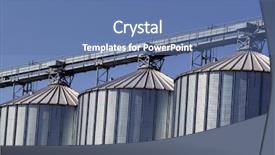  Presentation with agricultural economics - Colorful PPT theme enhanced with silos for agricultural goods backdrop and a ocean colored foreground