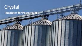  Presentation with agricultural economics - Audience pleasing slide set consisting of silos for agricultural goods backdrop and a teal colored foreground