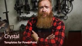  Presentation with hologram mesh human male - Presentation theme consisting of silva - portrait of serious confident handsome background and a wine colored foreground